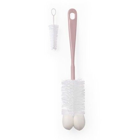 Baby-Bürste für Flaschen und Schnuller mit Schwamm und einer Mini-Rosa-Zahnbürste