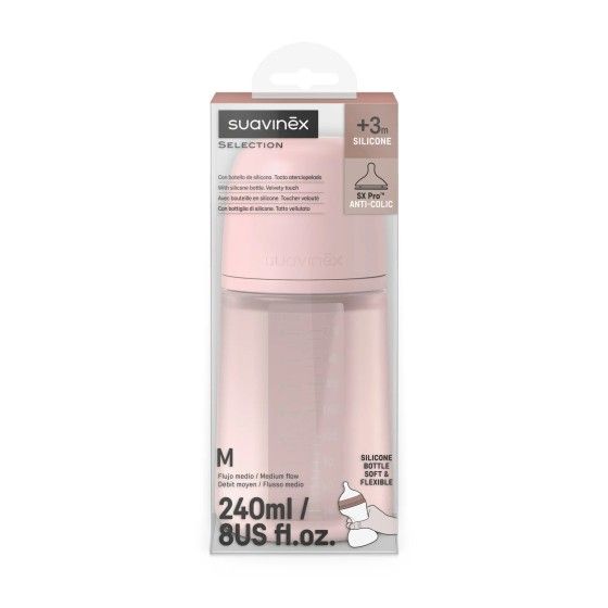 SUAVINEX Butelka silikonowa SX Pro 240 ml, przepływ średni
