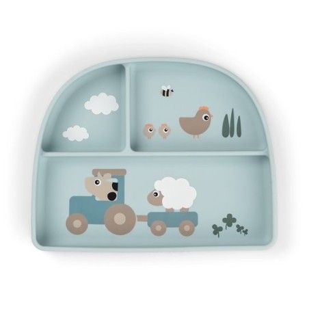 Done by Deer Talerzyk Dzielony z Przyssawką Tiny Farm Blue