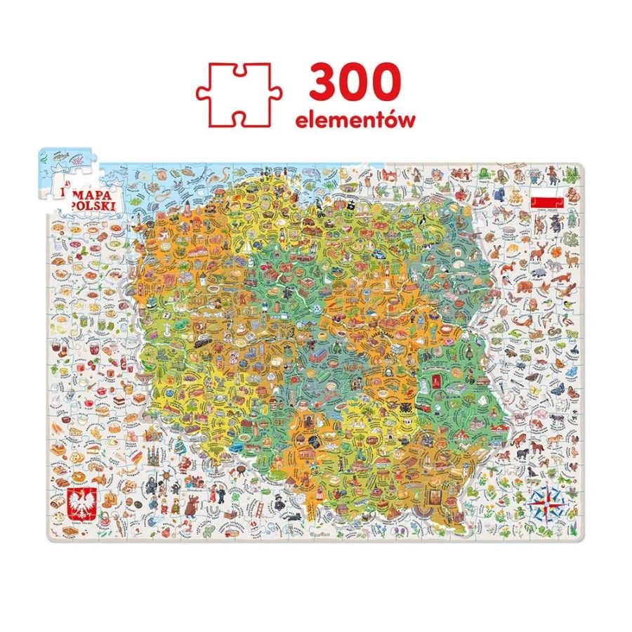 CzuCzu Puzzle odkrywcy Mapa Polski 300 el.