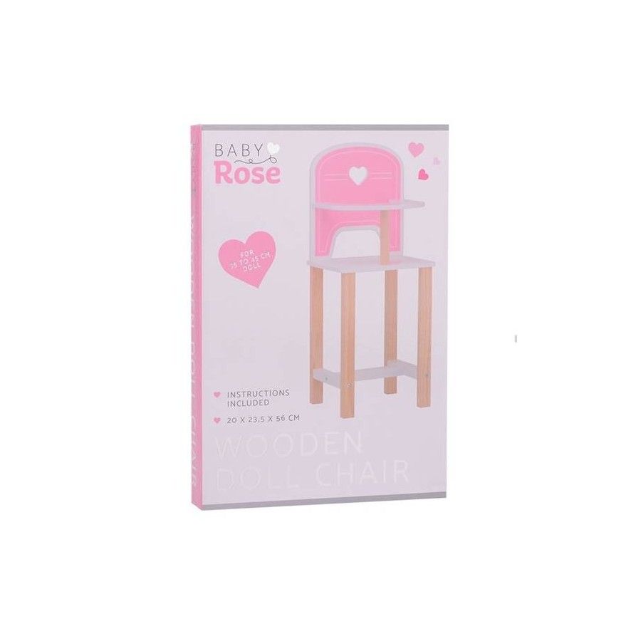 JOUECO Drewniane krzesełko Baby Rose dla lalek 35-45 cm