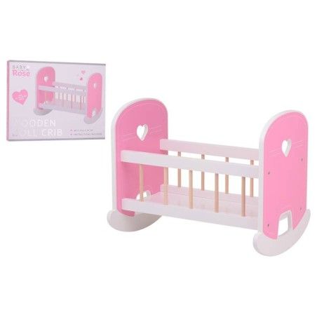 JOUECO Drewniana kołyska Baby Rose dla lalek 35-45 cm
