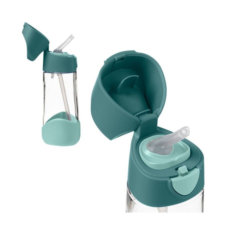 B.box Zestaw Mini Lunchbox + Butelka tritanowa ze słomką 450 ml, Emerald Forest