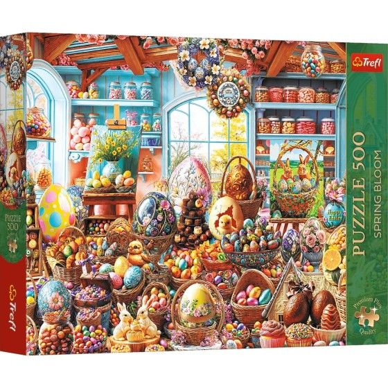 Trefl Puzzle Premium Plus Quality Spring Bloom 500 el. Wielkanocny sklepik ze słodyczami