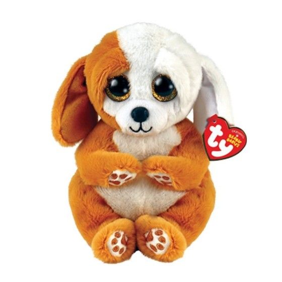 Ty Beanie Bellies Ruggles pluszowy brązowo‑biały piesek 15 cm