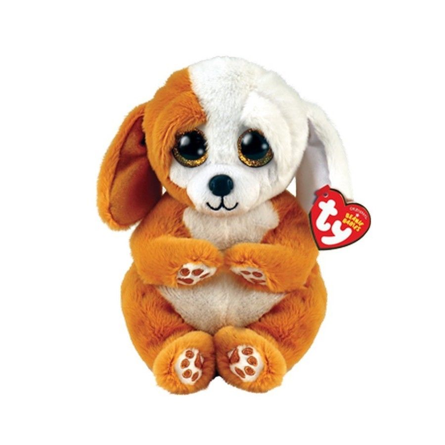 Ty Beanie Bellies Ruggles pluszowy brązowo‑biały piesek 15 cm