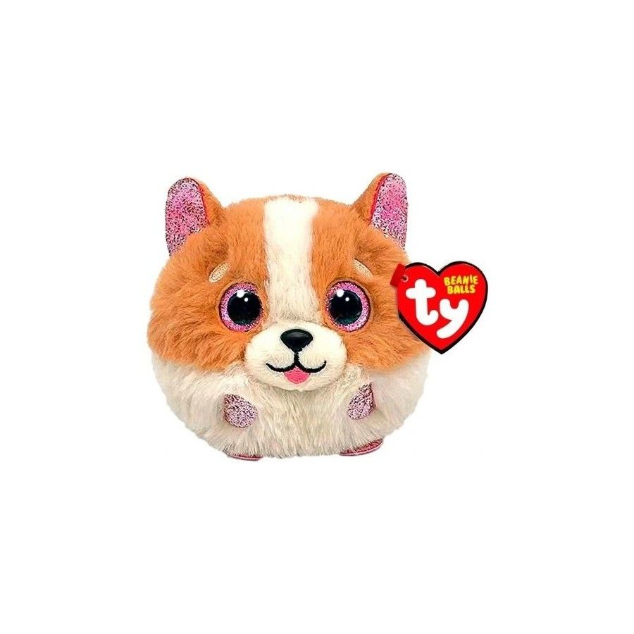 Ty Beanie Balls Tanner pluszowy brązowo‑biały piesek 8 cm