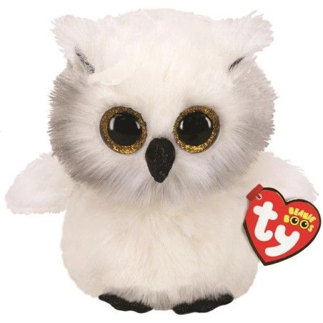 Ty Beanie Boos Austin pluszowa figurka białej sowy, 15 cm