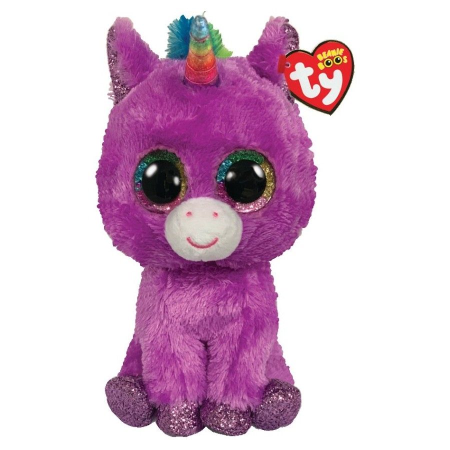 Ty Beanie Boos Rosette pluszowa figurka fioletowego jednorożca, 15 cm
