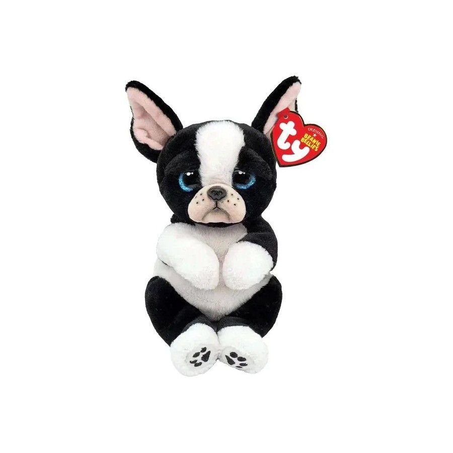 Ty Beanie Bellies Tink pluszowa figurka czarno‑białego pieska, 15 cm