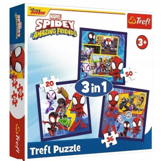 Trefl Puzzle 3w1 Pająki i dinozaury SPIDEY