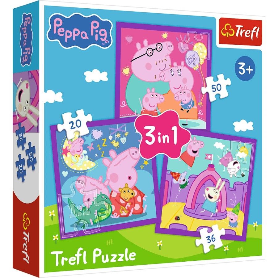 Trefl Puzzle 3w1 Zwyczaje świnki Peppy