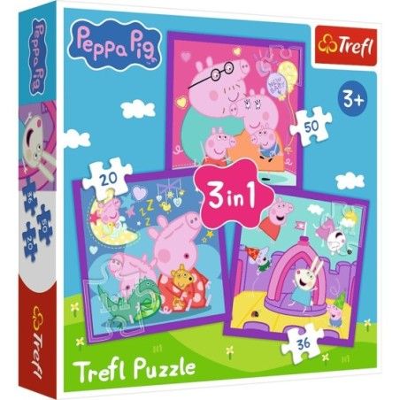 Trefl Puzzle 3w1 Zwyczaje świnki Peppy