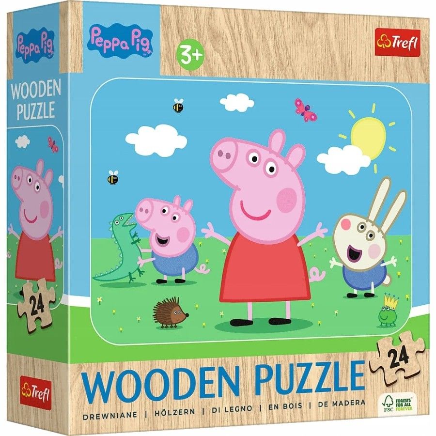 Trefl Puzzle Drewniane 24el. Świnka Peppa Poznaj uroczą Peppę