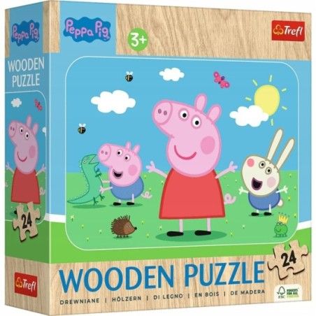 Trefl Puzzle Drewniane 24el. Świnka Peppa Poznaj uroczą Peppę