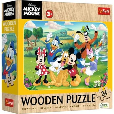 Trefl Puzzle Drewniane 24el. Myszka Miki Mickey z przyjaciółmi