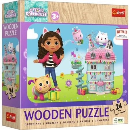 Trefl Puzzle Drewniane 24el. Koci Domek Gabi Wesoła Gabby i przyjaciele