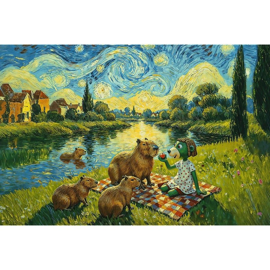 Trefl Puzzle 100el. Rodzina Treflików Karmiąc kapibary
