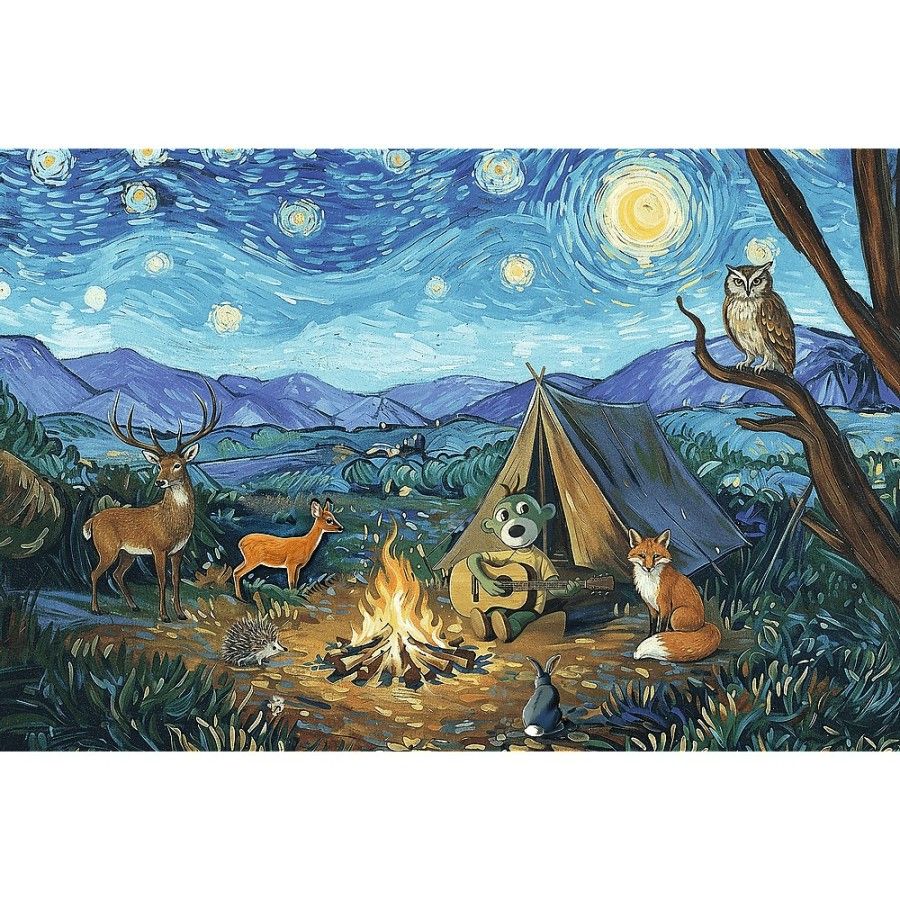 Trefl Puzzle 100el. Rodzina Treflików Przy ognisku