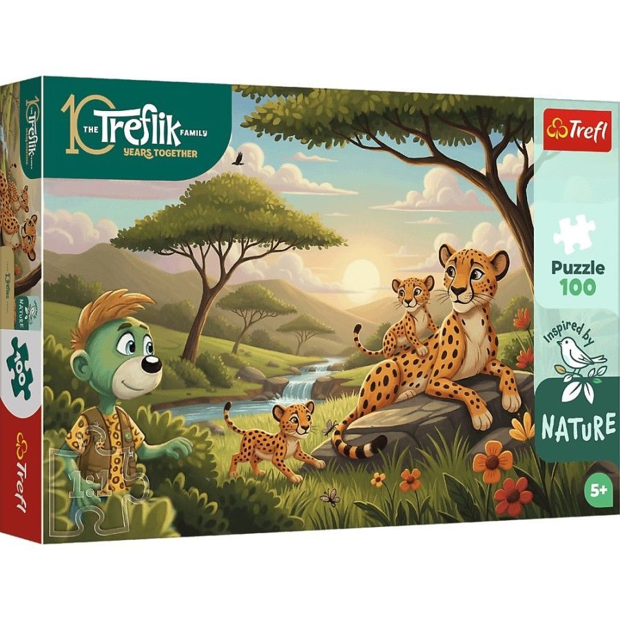 Trefl Puzzle 100el. Rodzina Treflików Gepardy