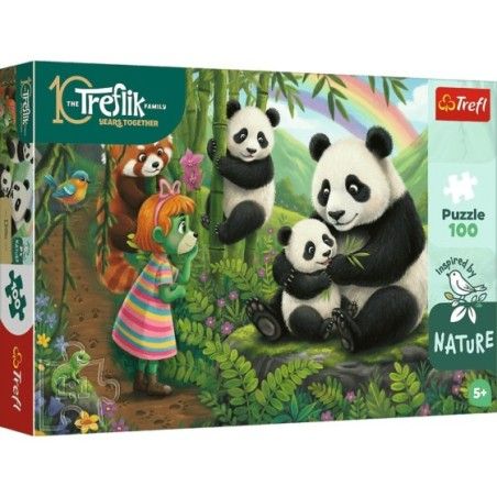 Trefl Puzzle 100el. Rodzina Treflików Pandy