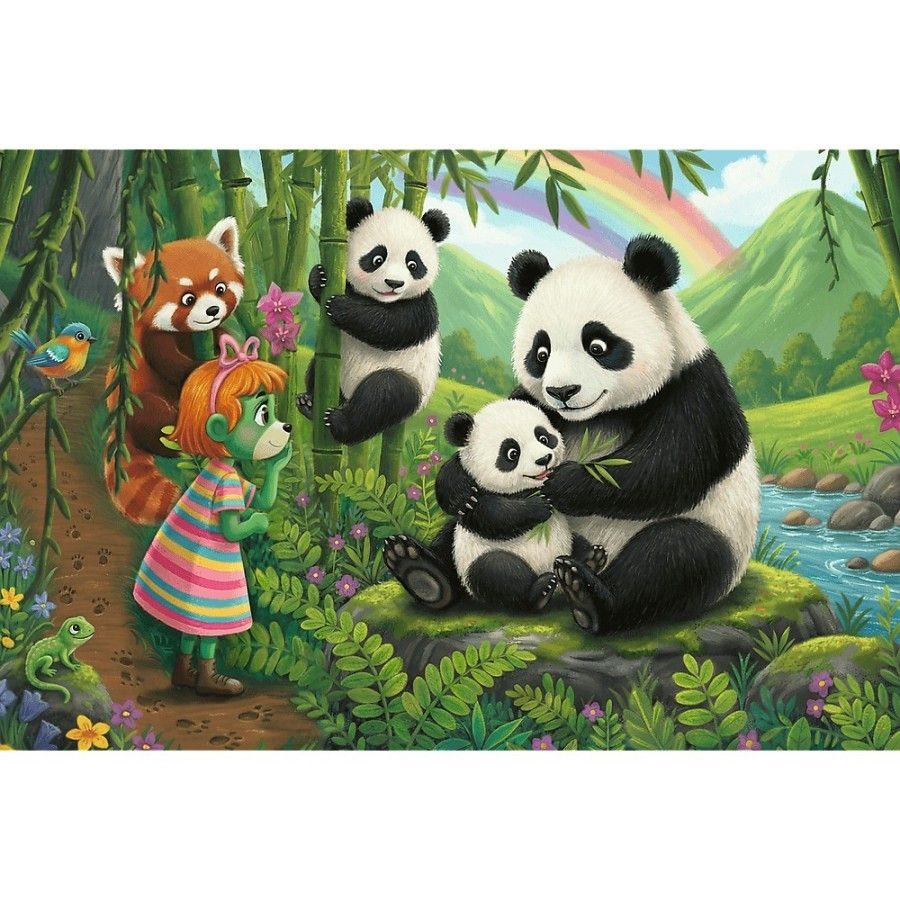 Trefl Puzzle 100el. Rodzina Treflików Pandy
