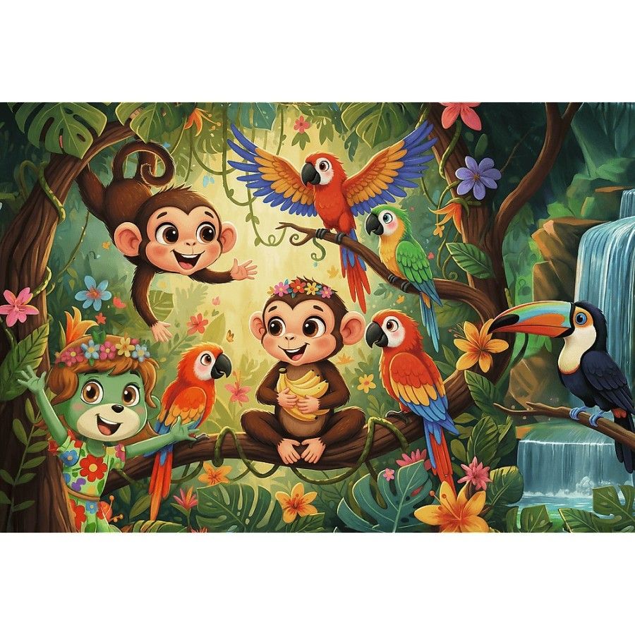 Trefl Puzzle 100el. Rodzina Treflików Małpki i przyjaciele