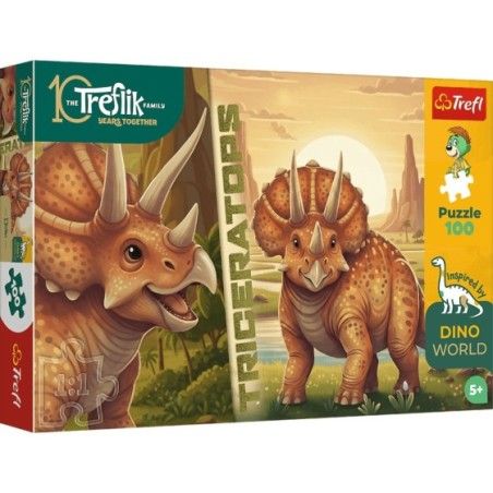 Trefl Puzzle 100el. Rodzina Treflików Dino World Triceratops