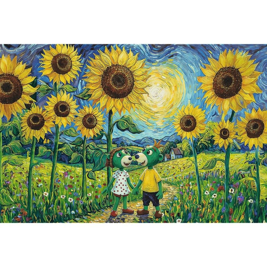 Trefl Puzzle 100el. Rodzina Treflików Spacer wśród słoneczników
