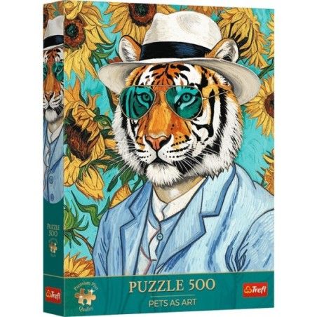 Trefl Puzzle 500el. Trefl Premium Plus Pan Tygrys i Słoneczniki