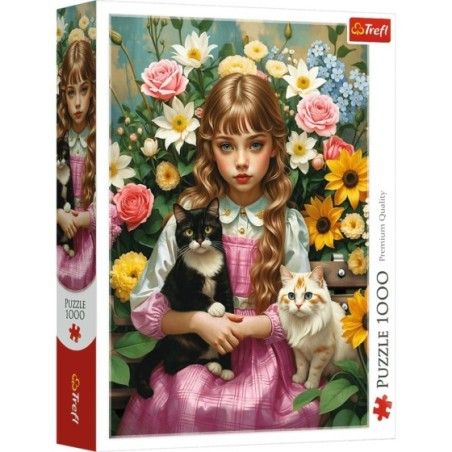 Trefl Puzzle 1000el. Dziewczynka z kotami