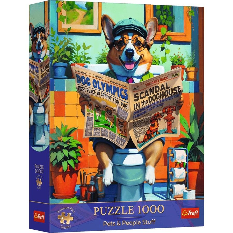 Trefl Puzzle 1000el. Trefl Premium Plus Corgi w Toalecie