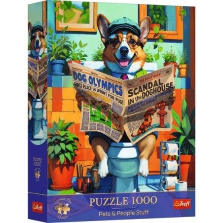 Trefl Puzzle 1000el. Trefl Premium Plus Corgi w Toalecie