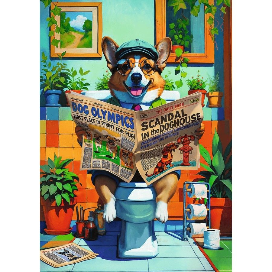 Trefl Puzzle 1000el. Trefl Premium Plus Corgi w Toalecie