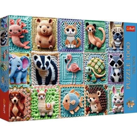 Trefl Puzzle 1000el. Trefl Premium Plus Tea Time Szydełkowe zwierzątka
