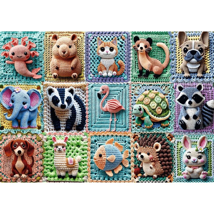 Trefl Puzzle 1000el. Trefl Premium Plus Tea Time Szydełkowe zwierzątka
