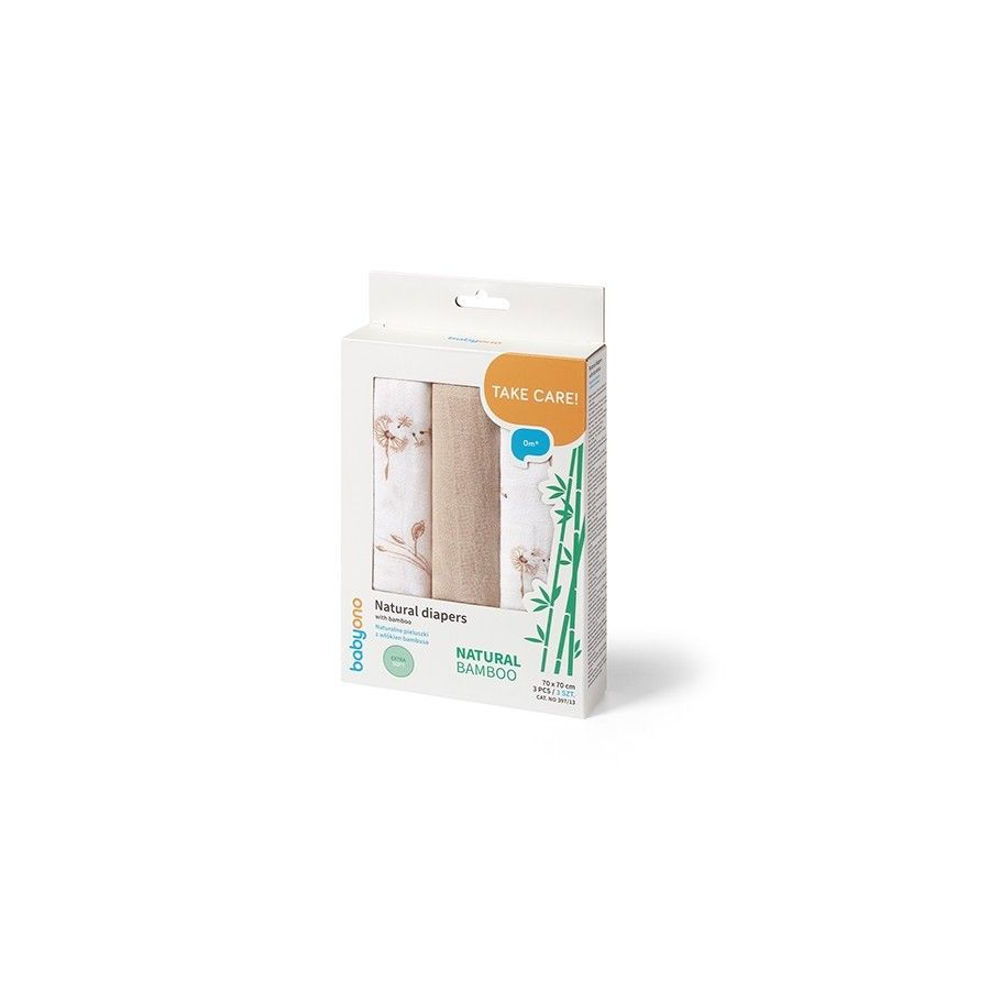 Babyono Naturalne pieluszki z włókien bambusa NATURAL BAMBOO beżowy