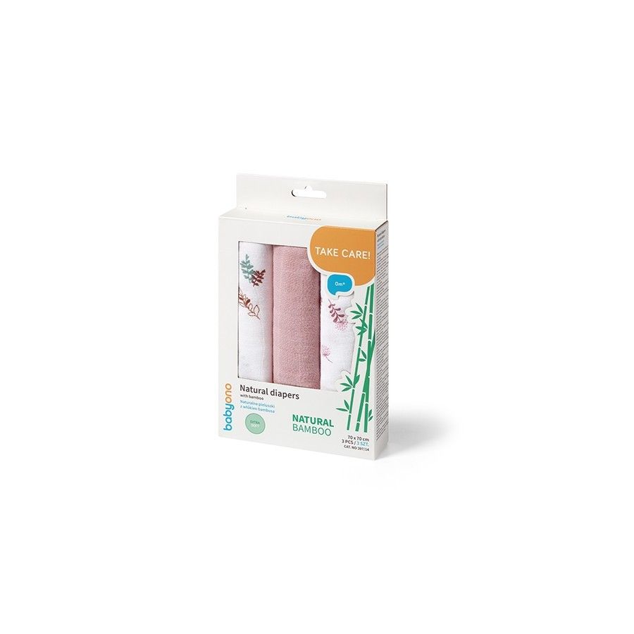 Babyono Naturalne pieluszki z włókien bambusa NATURAL BAMBOO różowy
