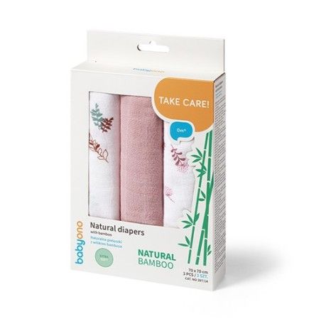 Babyono Naturalne pieluszki z włókien bambusa NATURAL BAMBOO różowy