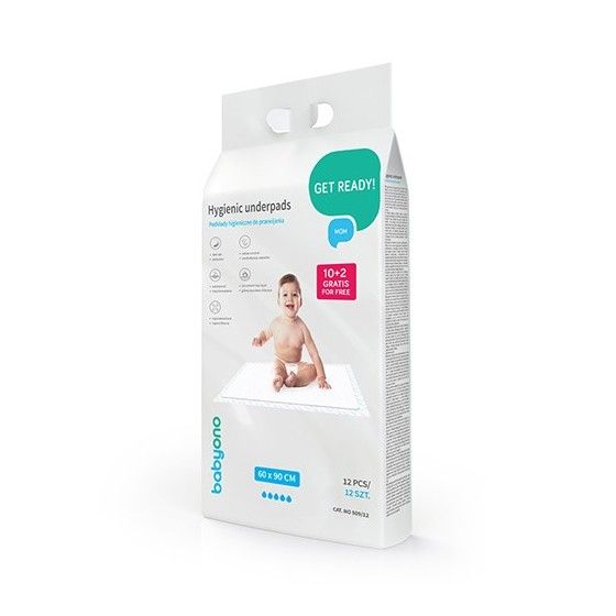 Babyono Podkłady higieniczne 60x90cm 10 sztuk + 2 gratis