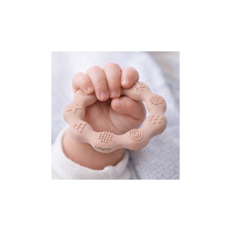 Babyono Gryzak silikonowy RING beżowy
