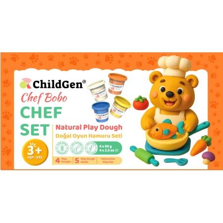 ChildGen PAW PALS Kucharz Bobo zestaw kreatywny 4 ciastoliny foremki mata