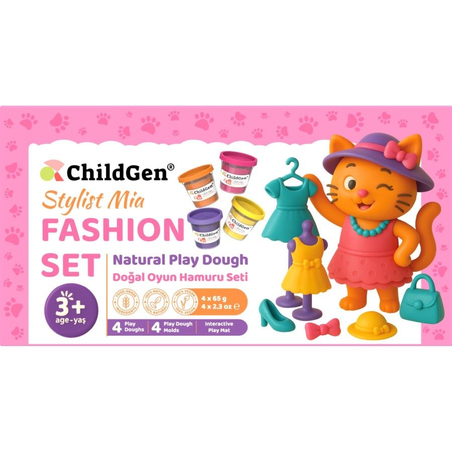ChildGen PAW PALS Stylistka Mia zestaw kreatywny 4 ciastoliny foremki mata Moda