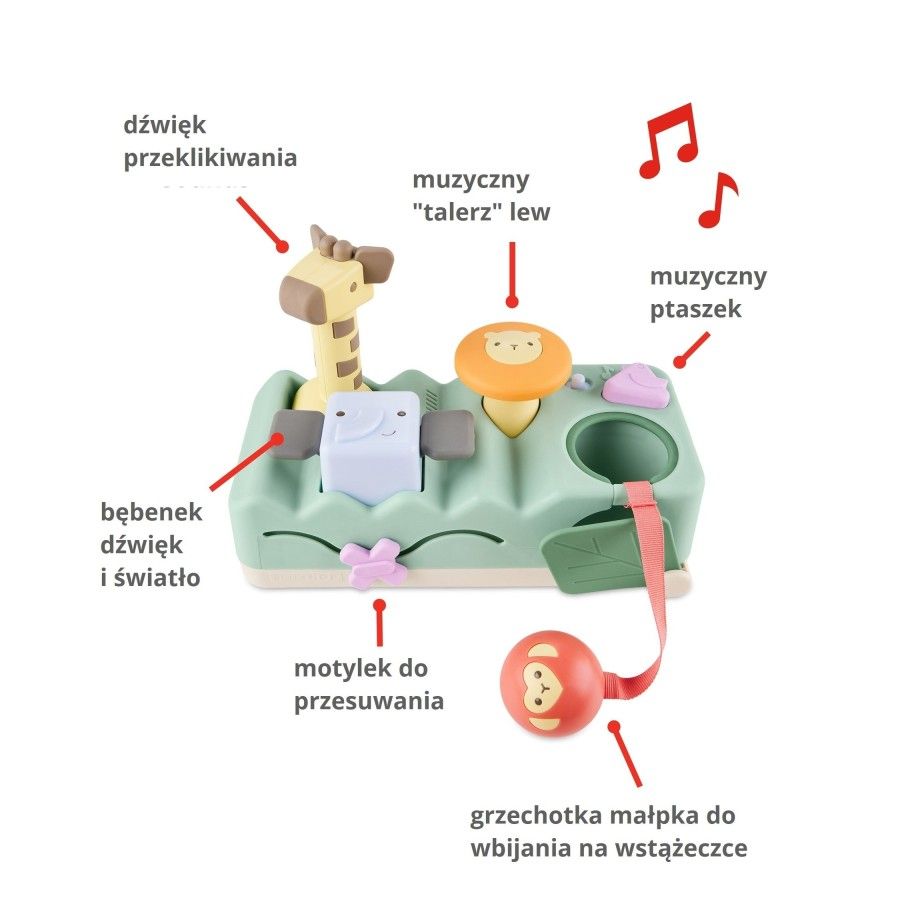 Skip Hop Zabawka Muzyczna i Wbijanka Geometryczne Zwierzątka 2w1