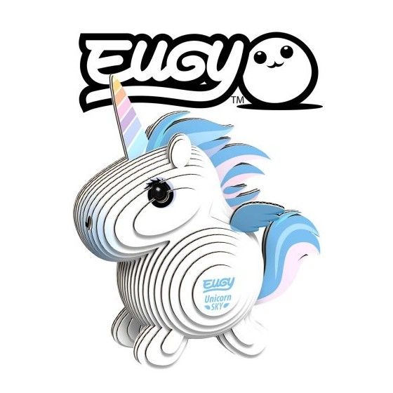 Eugy Jednorożec Błękitny . Eko Układanka 3D.