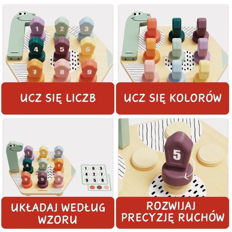 TopBright Gra do nauki kolorów i liczb Dino 36m