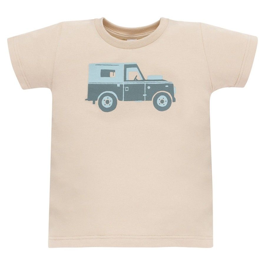 Pinokio T-shirt beżowy z samochodem Safari 92