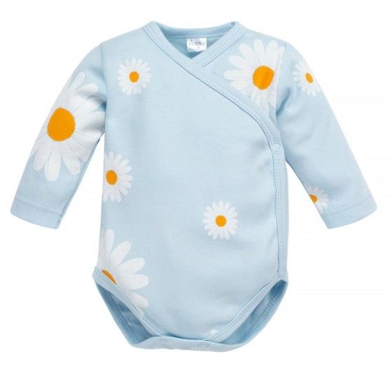 Pinokio Body kopertowe z długim rękawem niebieskie w stokrotki DAISY 68