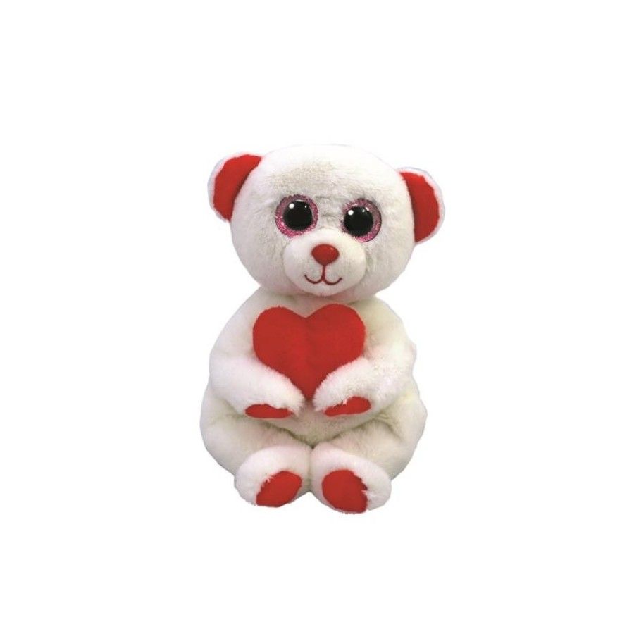 Ty Beanie Bellies biały niedżwiedź z sercem DESI 15 cm