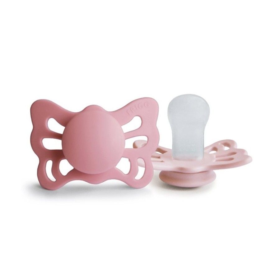 FRIGG Butterfly Smoczek anatomiczny 2-pak silikon 0-6m Cedar / Baby Pink